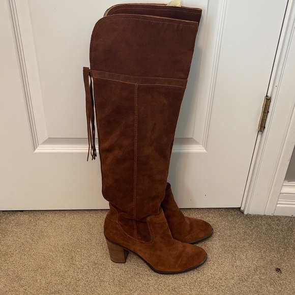 Franco Sarto Tan Suede Over the Knee Boots - Picture 1 of 4